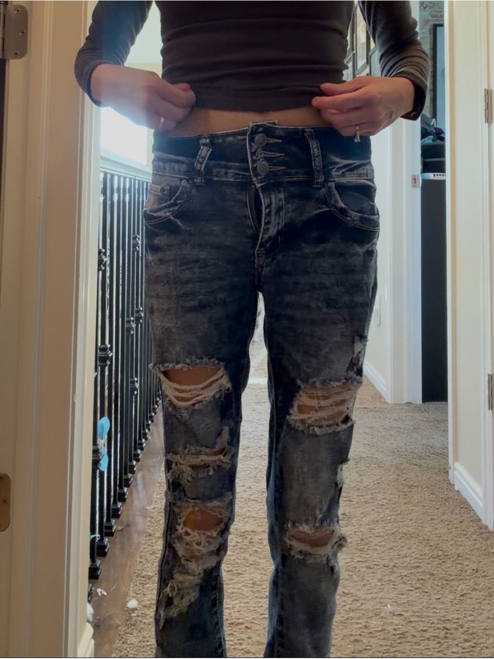 Hot Kiss women Ripped Washed blue Jeans